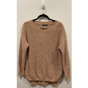 SHEIN Tan Brown Drop Shoulder Long Knit Sweater